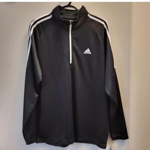 NWT Classic Adidas Mens L French Terry 1/4 Zip Golf Pullover Top UPF50 Black